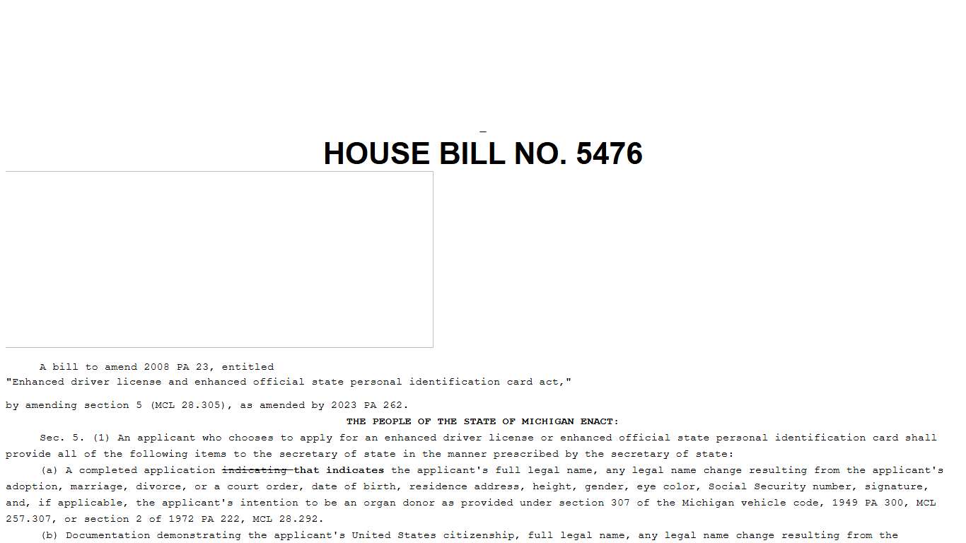 house bill no. 5476 - Michigan Legislature